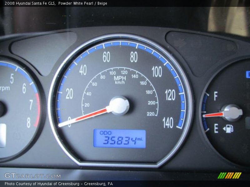 Powder White Pearl / Beige 2008 Hyundai Santa Fe GLS