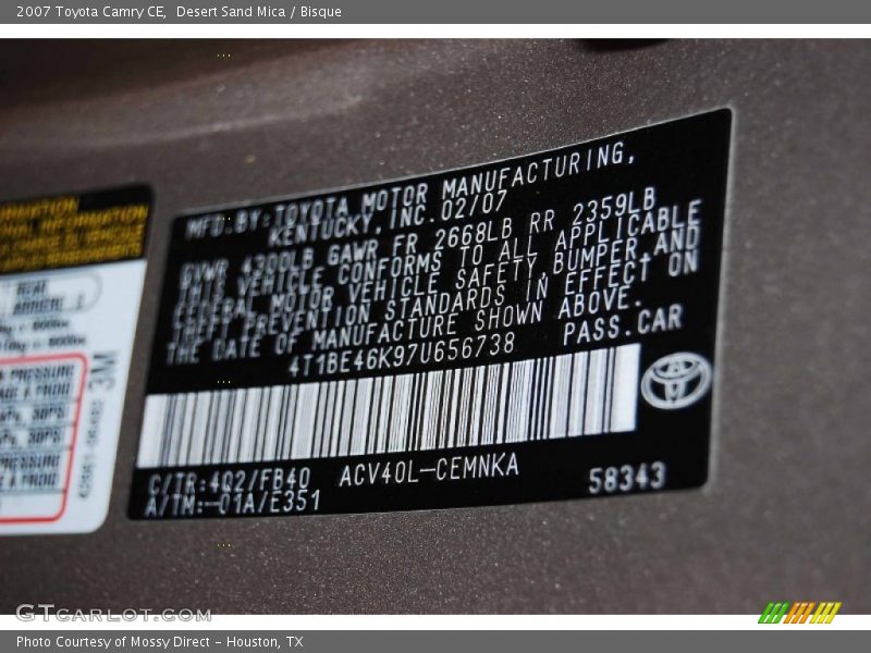 Desert Sand Mica / Bisque 2007 Toyota Camry CE