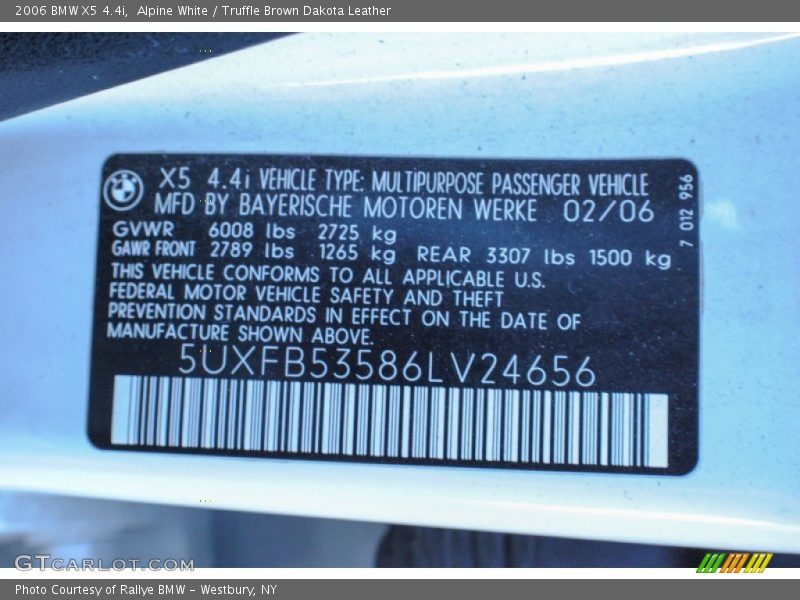 Alpine White / Truffle Brown Dakota Leather 2006 BMW X5 4.4i