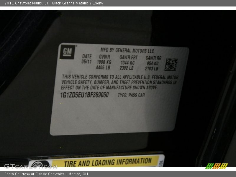Black Granite Metallic / Ebony 2011 Chevrolet Malibu LT