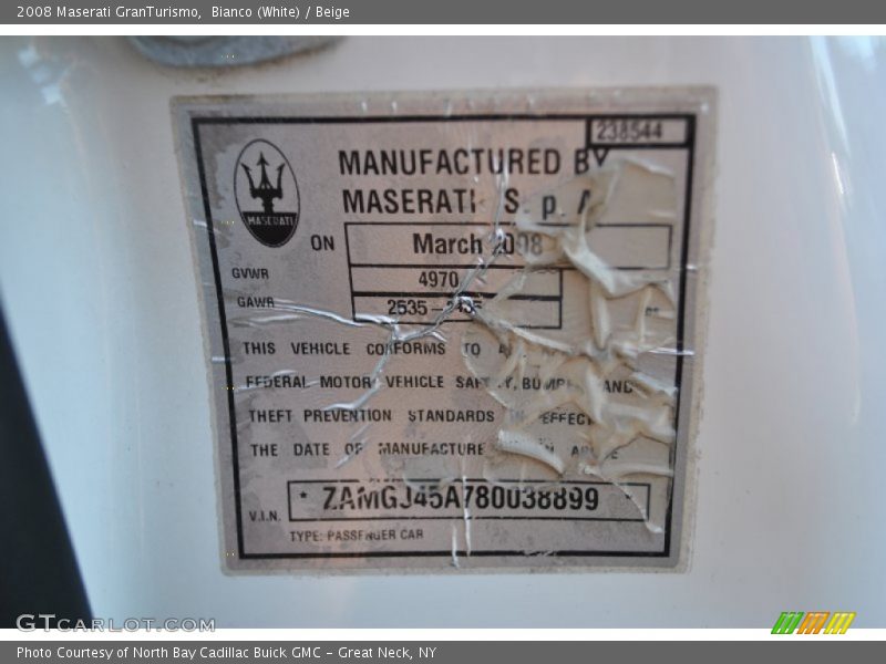Bianco (White) / Beige 2008 Maserati GranTurismo