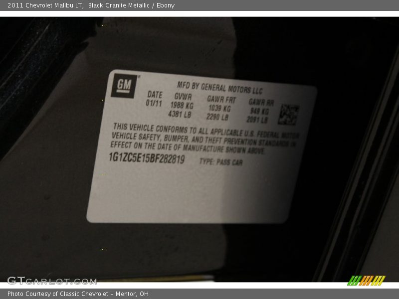 Black Granite Metallic / Ebony 2011 Chevrolet Malibu LT