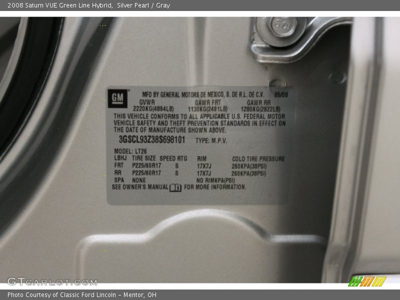 Silver Pearl / Gray 2008 Saturn VUE Green Line Hybrid