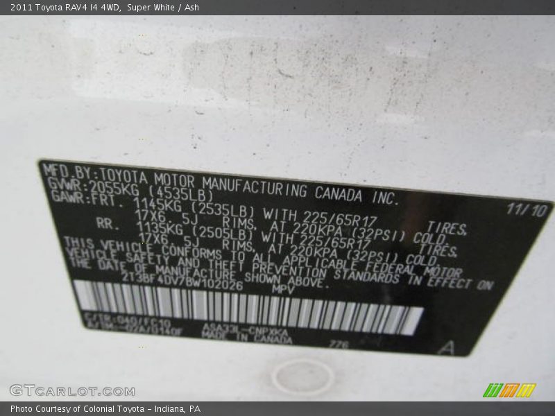 Super White / Ash 2011 Toyota RAV4 I4 4WD