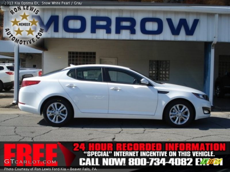 Snow White Pearl / Gray 2013 Kia Optima EX