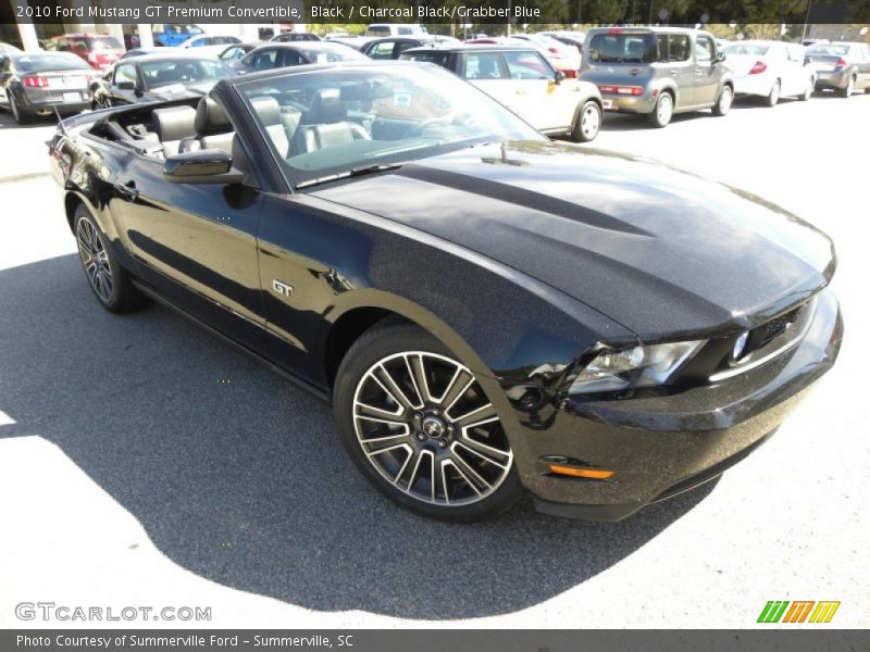 Black / Charcoal Black/Grabber Blue 2010 Ford Mustang GT Premium Convertible