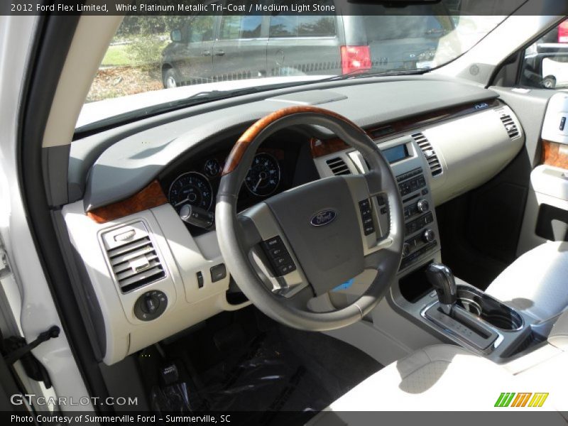 White Platinum Metallic Tri-Coat / Medium Light Stone 2012 Ford Flex Limited