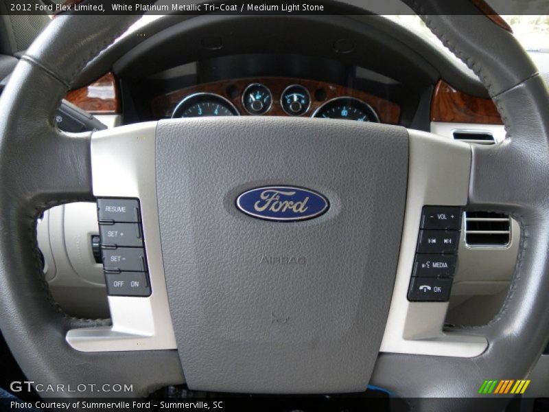 White Platinum Metallic Tri-Coat / Medium Light Stone 2012 Ford Flex Limited
