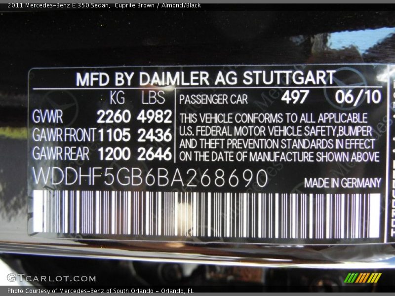 Cuprite Brown / Almond/Black 2011 Mercedes-Benz E 350 Sedan