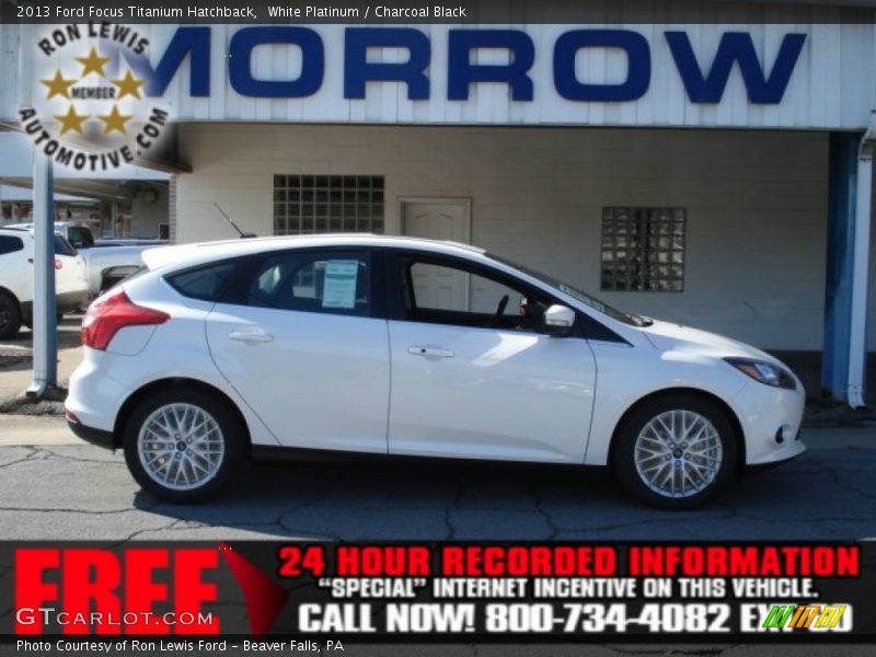 White Platinum / Charcoal Black 2013 Ford Focus Titanium Hatchback