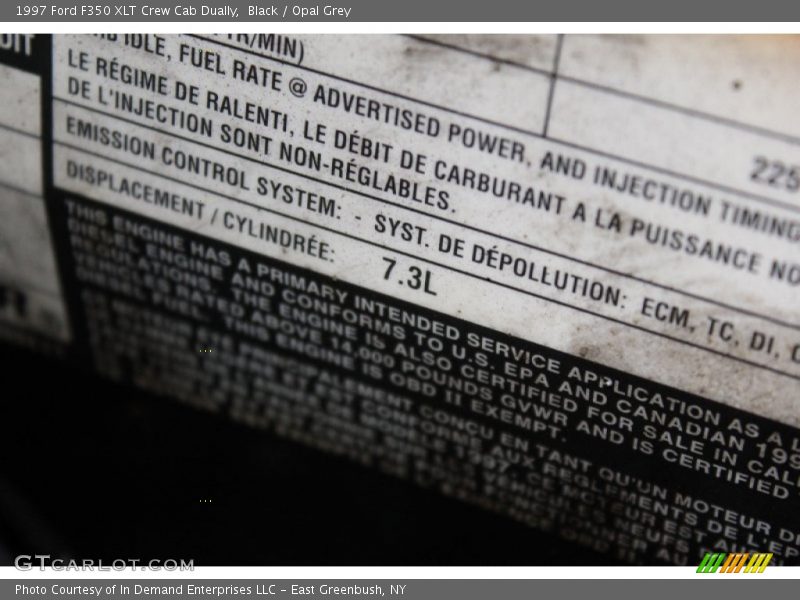 Info Tag of 1997 F350 XLT Crew Cab Dually