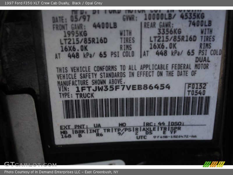 1997 F350 XLT Crew Cab Dually Black Color Code UA