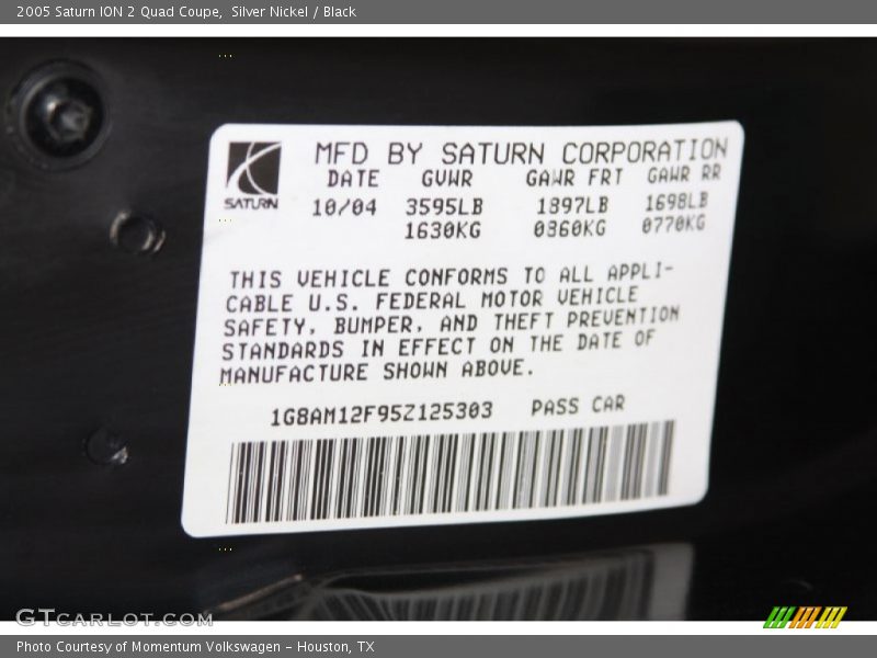 Silver Nickel / Black 2005 Saturn ION 2 Quad Coupe