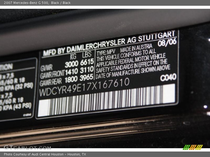 Black / Black 2007 Mercedes-Benz G 500