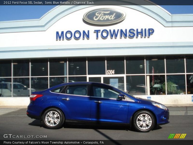 Sonic Blue Metallic / Charcoal Black 2012 Ford Focus SEL Sedan