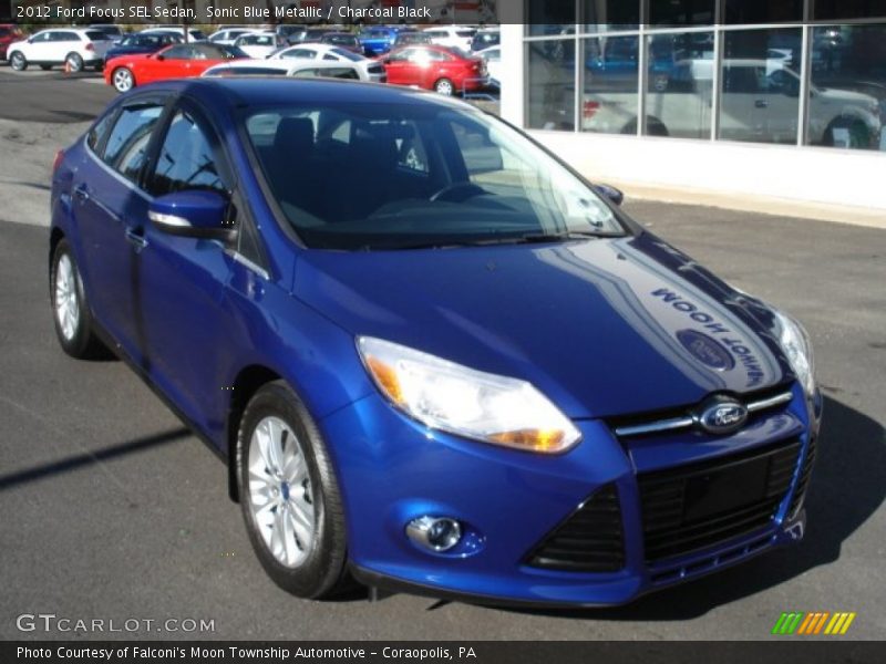Sonic Blue Metallic / Charcoal Black 2012 Ford Focus SEL Sedan