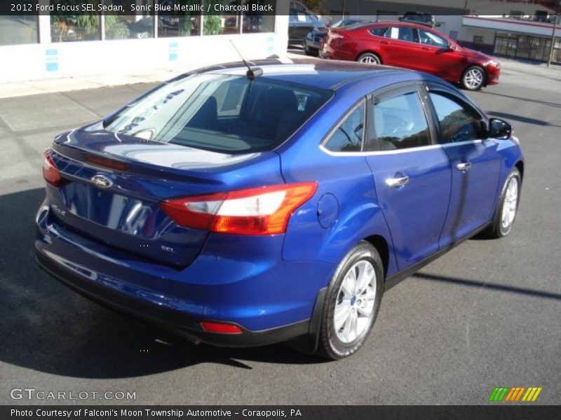 Sonic Blue Metallic / Charcoal Black 2012 Ford Focus SEL Sedan