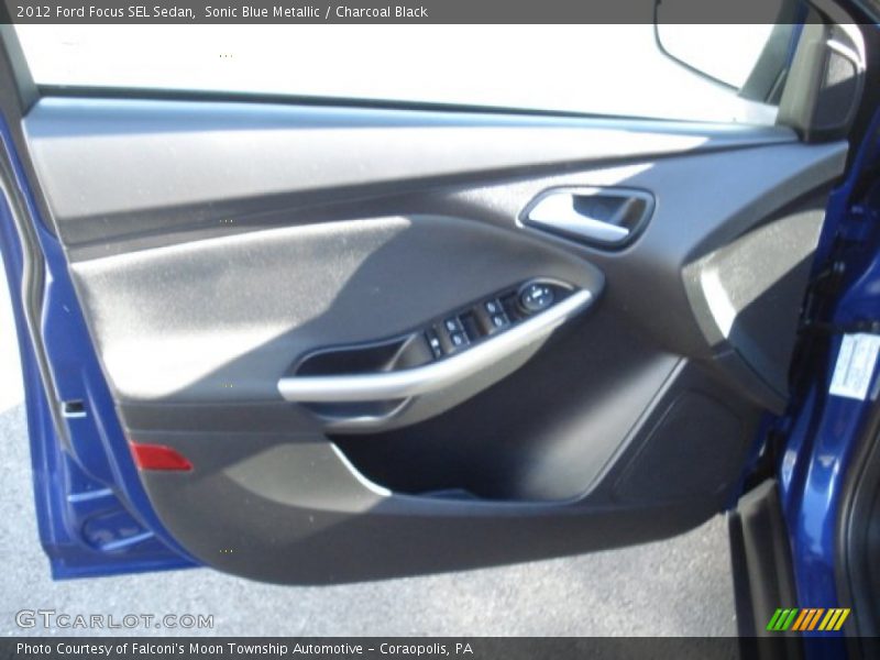 Sonic Blue Metallic / Charcoal Black 2012 Ford Focus SEL Sedan