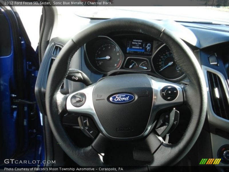 Sonic Blue Metallic / Charcoal Black 2012 Ford Focus SEL Sedan