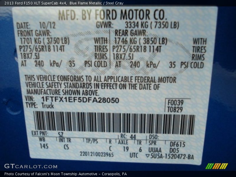 Blue Flame Metallic / Steel Gray 2013 Ford F150 XLT SuperCab 4x4