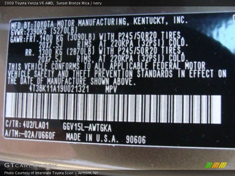 Sunset Bronze Mica / Ivory 2009 Toyota Venza V6 AWD