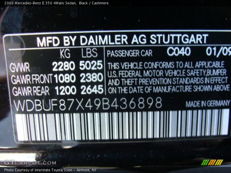 Black / Cashmere 2009 Mercedes-Benz E 350 4Matic Sedan
