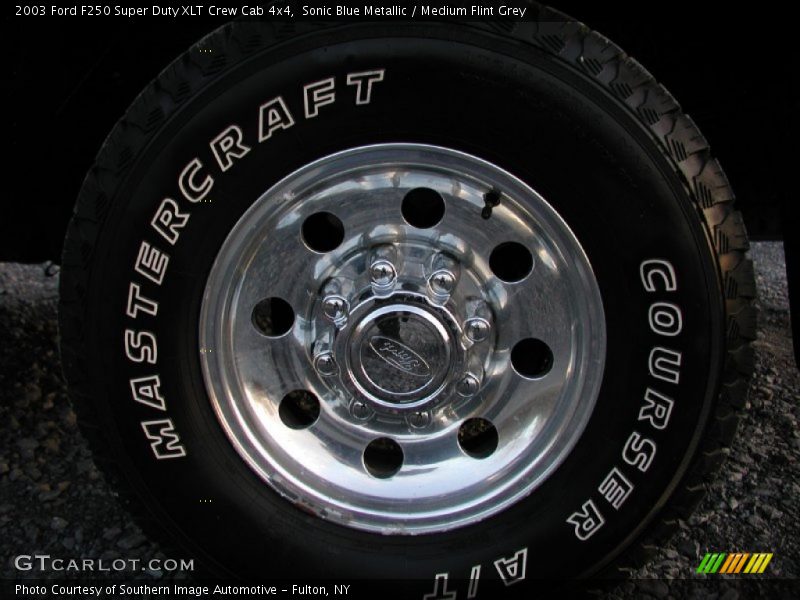 Sonic Blue Metallic / Medium Flint Grey 2003 Ford F250 Super Duty XLT Crew Cab 4x4