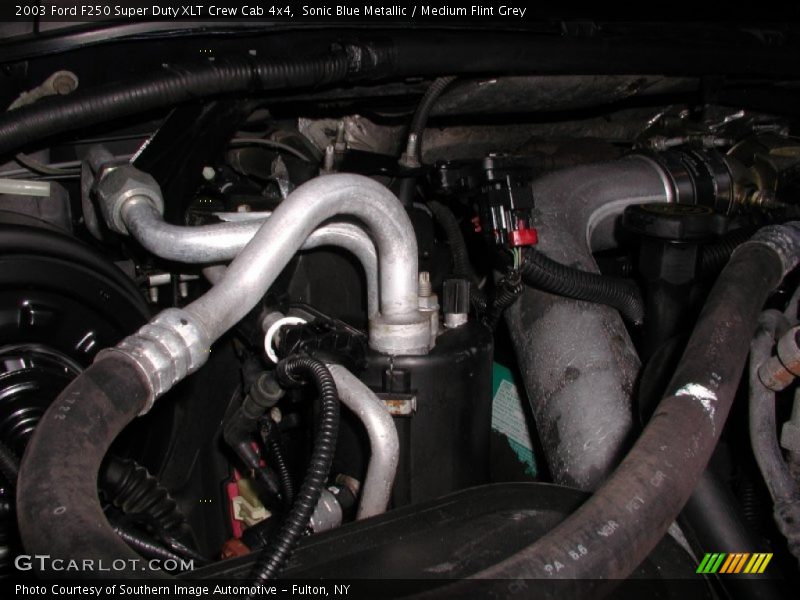 Sonic Blue Metallic / Medium Flint Grey 2003 Ford F250 Super Duty XLT Crew Cab 4x4