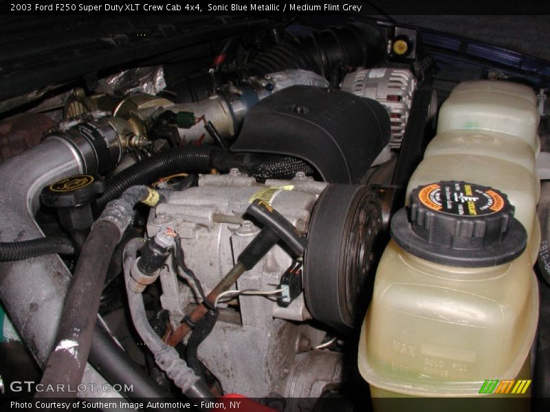 Sonic Blue Metallic / Medium Flint Grey 2003 Ford F250 Super Duty XLT Crew Cab 4x4