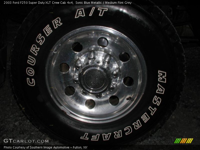 Sonic Blue Metallic / Medium Flint Grey 2003 Ford F250 Super Duty XLT Crew Cab 4x4