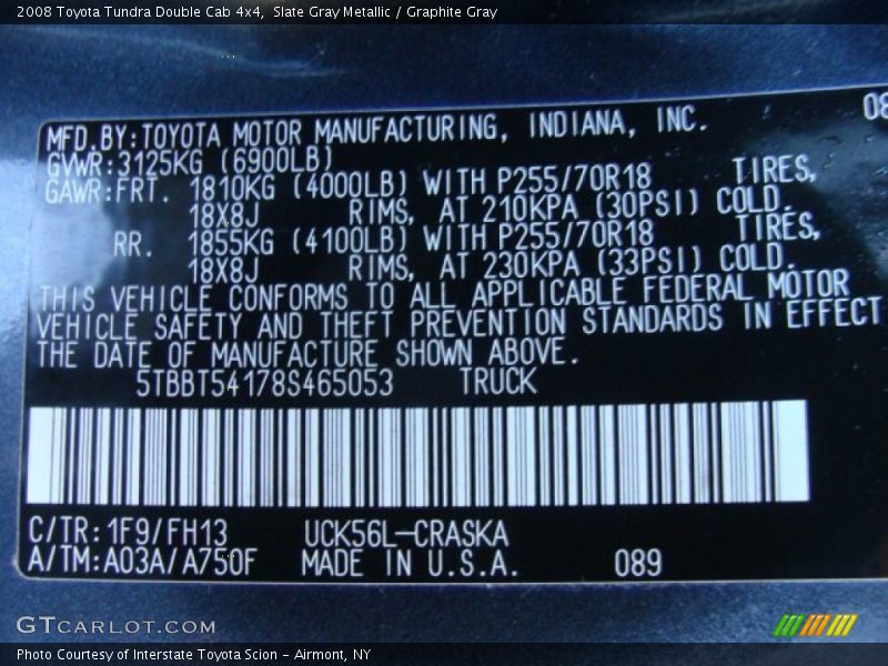 Slate Gray Metallic / Graphite Gray 2008 Toyota Tundra Double Cab 4x4