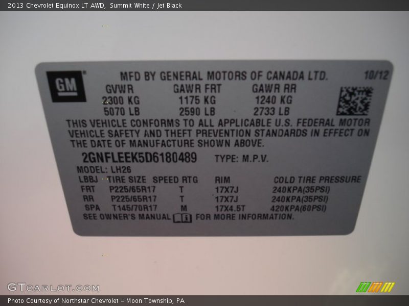 Summit White / Jet Black 2013 Chevrolet Equinox LT AWD