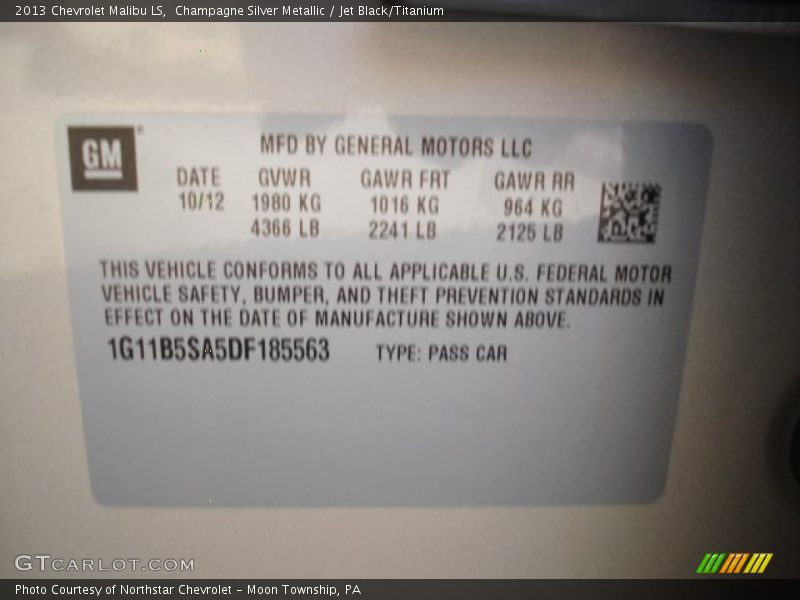 Champagne Silver Metallic / Jet Black/Titanium 2013 Chevrolet Malibu LS