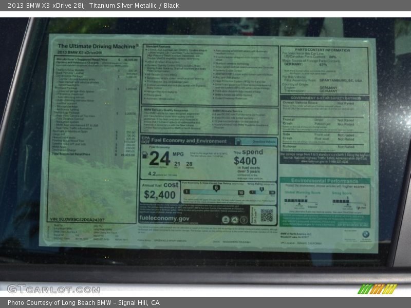 Titanium Silver Metallic / Black 2013 BMW X3 xDrive 28i