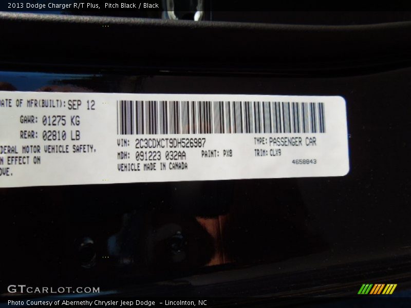 Pitch Black / Black 2013 Dodge Charger R/T Plus