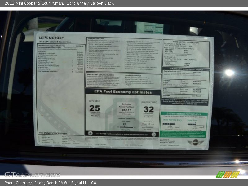 Light White / Carbon Black 2012 Mini Cooper S Countryman