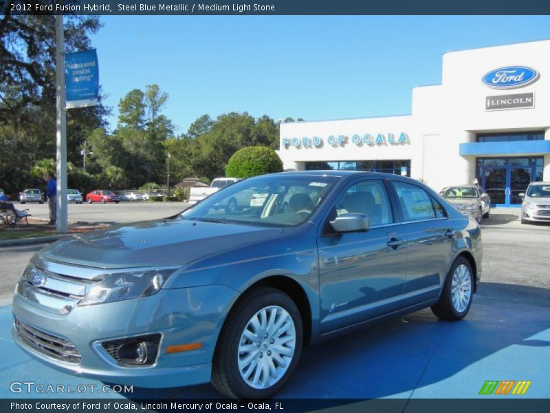 Steel Blue Metallic / Medium Light Stone 2012 Ford Fusion Hybrid