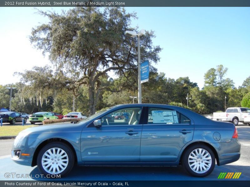 Steel Blue Metallic / Medium Light Stone 2012 Ford Fusion Hybrid