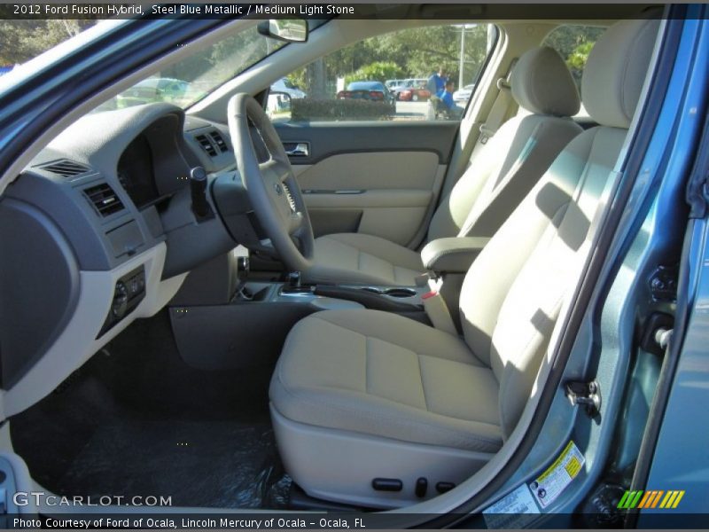 Steel Blue Metallic / Medium Light Stone 2012 Ford Fusion Hybrid
