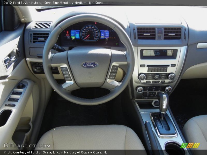 Steel Blue Metallic / Medium Light Stone 2012 Ford Fusion Hybrid