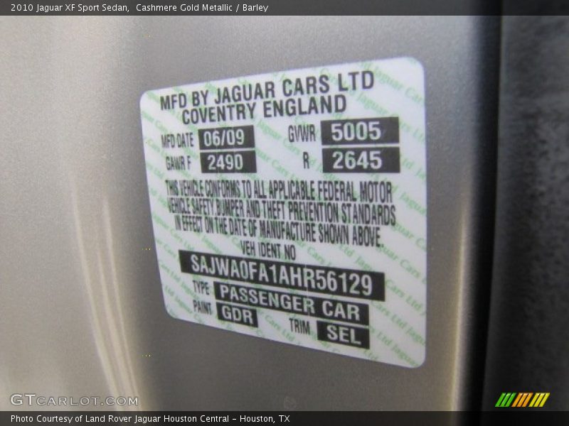 2010 XF Sport Sedan Cashmere Gold Metallic Color Code GDR