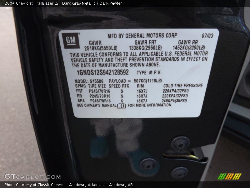 Dark Gray Metallic / Dark Pewter 2004 Chevrolet TrailBlazer LS