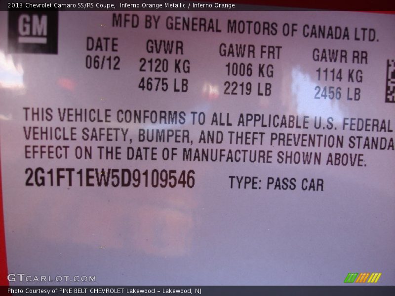 Inferno Orange Metallic / Inferno Orange 2013 Chevrolet Camaro SS/RS Coupe