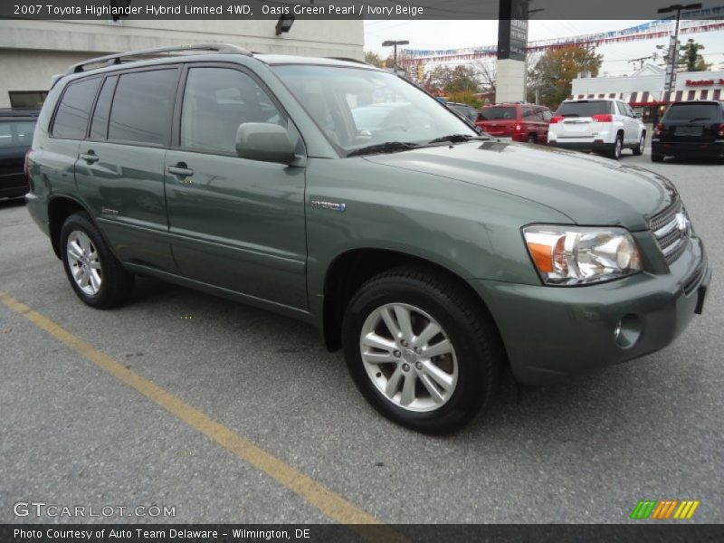 Oasis Green Pearl / Ivory Beige 2007 Toyota Highlander Hybrid Limited 4WD