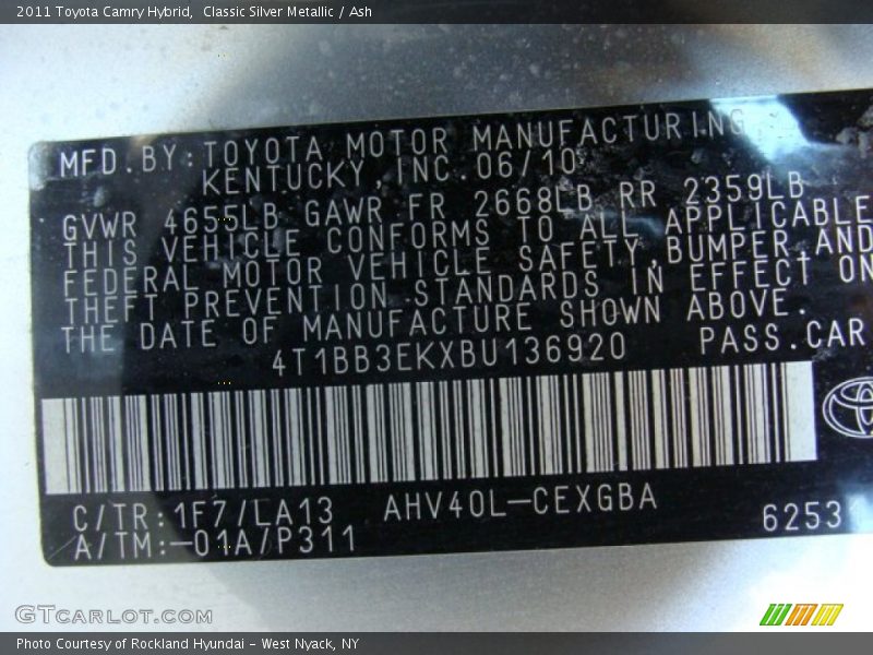 Classic Silver Metallic / Ash 2011 Toyota Camry Hybrid