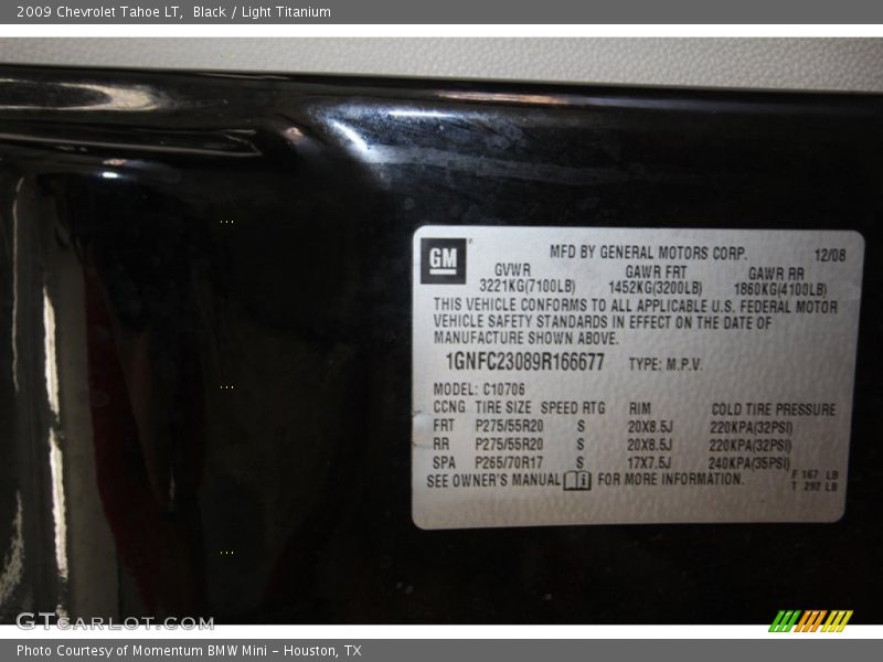Black / Light Titanium 2009 Chevrolet Tahoe LT