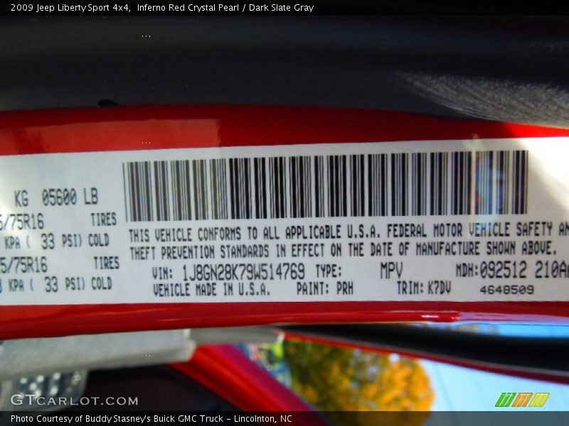 Inferno Red Crystal Pearl / Dark Slate Gray 2009 Jeep Liberty Sport 4x4