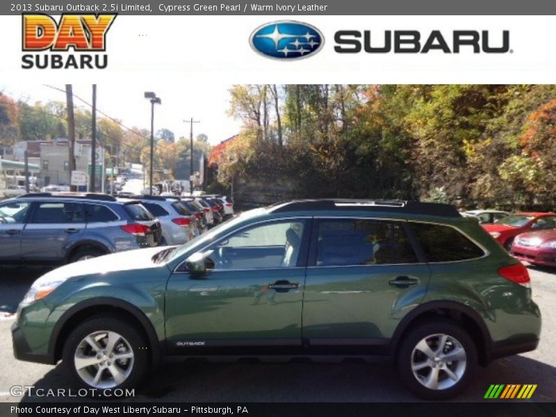 Cypress Green Pearl / Warm Ivory Leather 2013 Subaru Outback 2.5i Limited