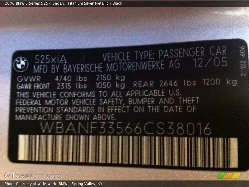 Titanium Silver Metallic / Black 2006 BMW 5 Series 525xi Sedan