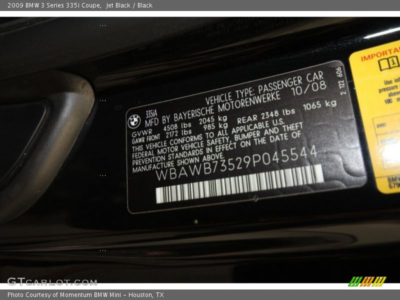 Jet Black / Black 2009 BMW 3 Series 335i Coupe